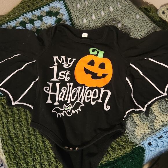 Unknown Other - Baby unisex bat onesie babies first Halloween pumpkin bat 1st Halloween 6-12m